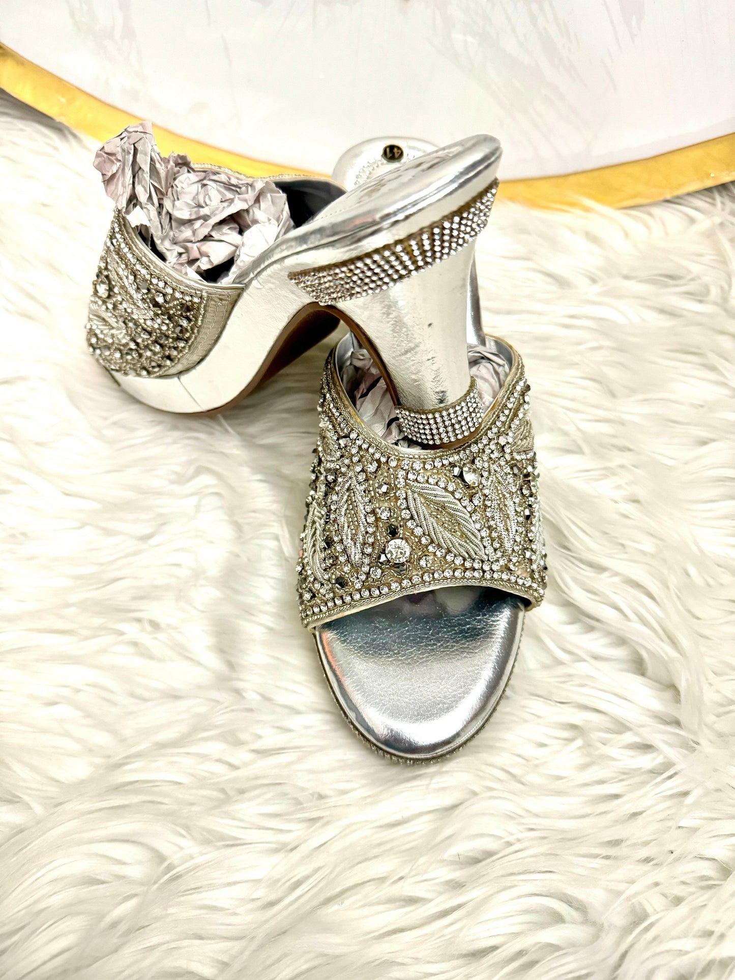 Rhinestone High heels-Silver.