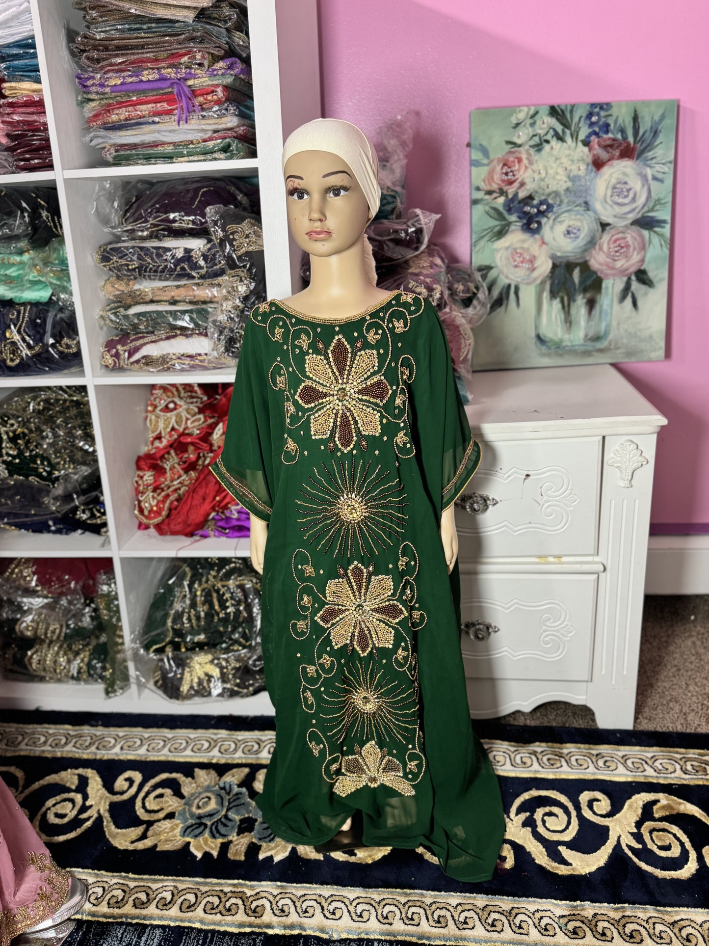 Asra Kids Kaftan- Emerald Green.