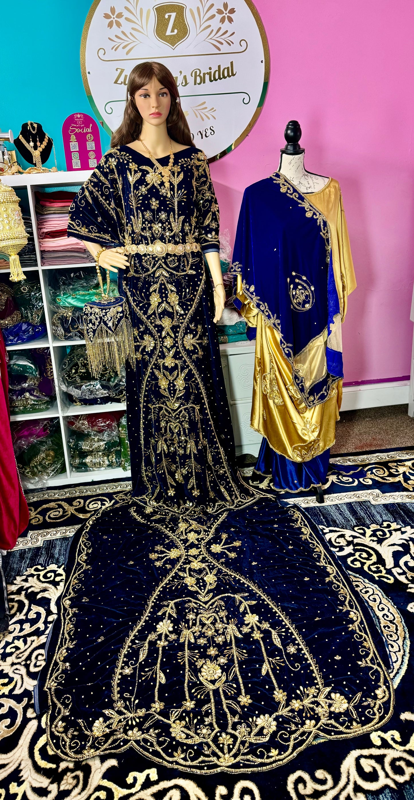Velvet Mawada Bridal Dirac-Navy.