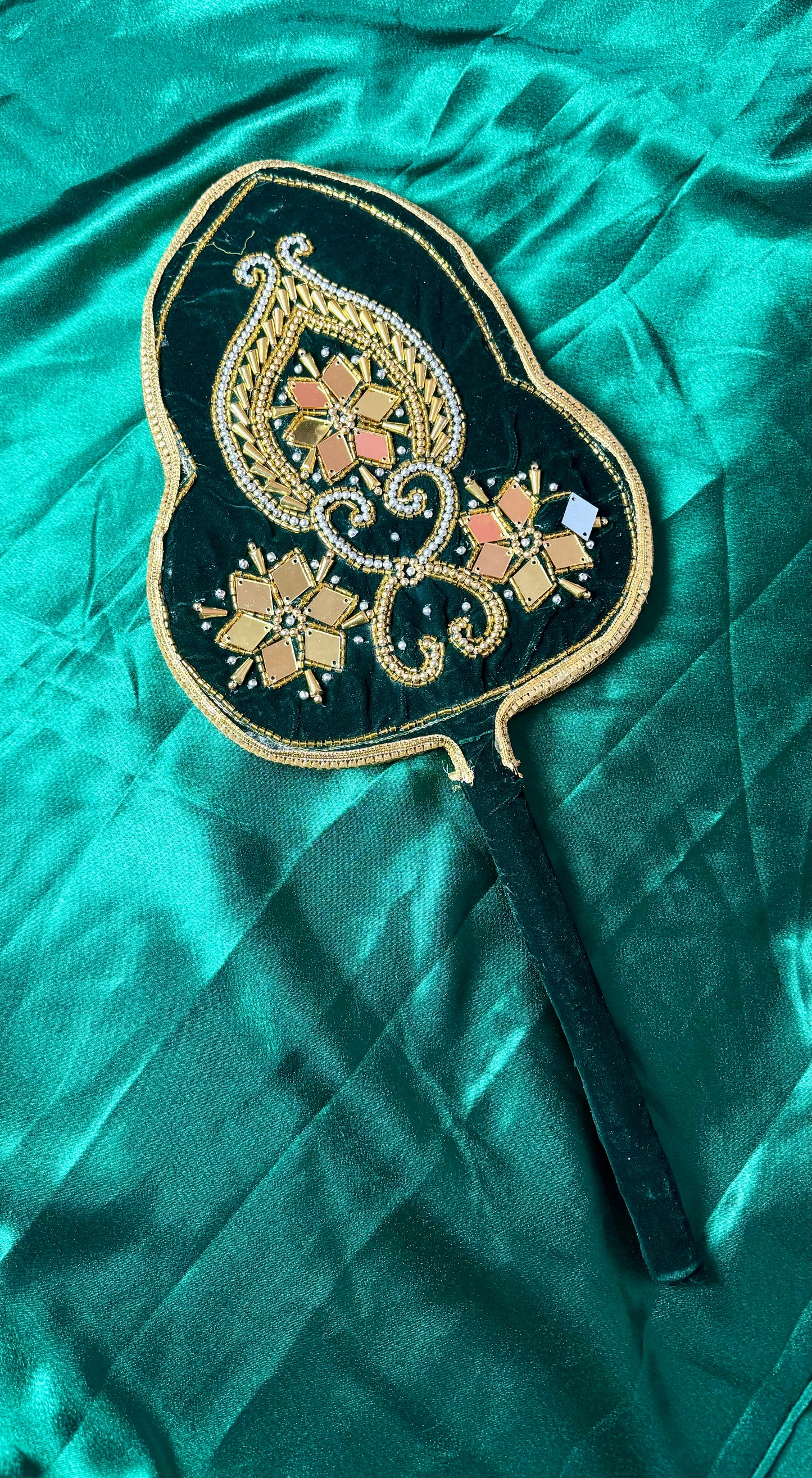 Somali Handmade Bridal Fan-Green Gold