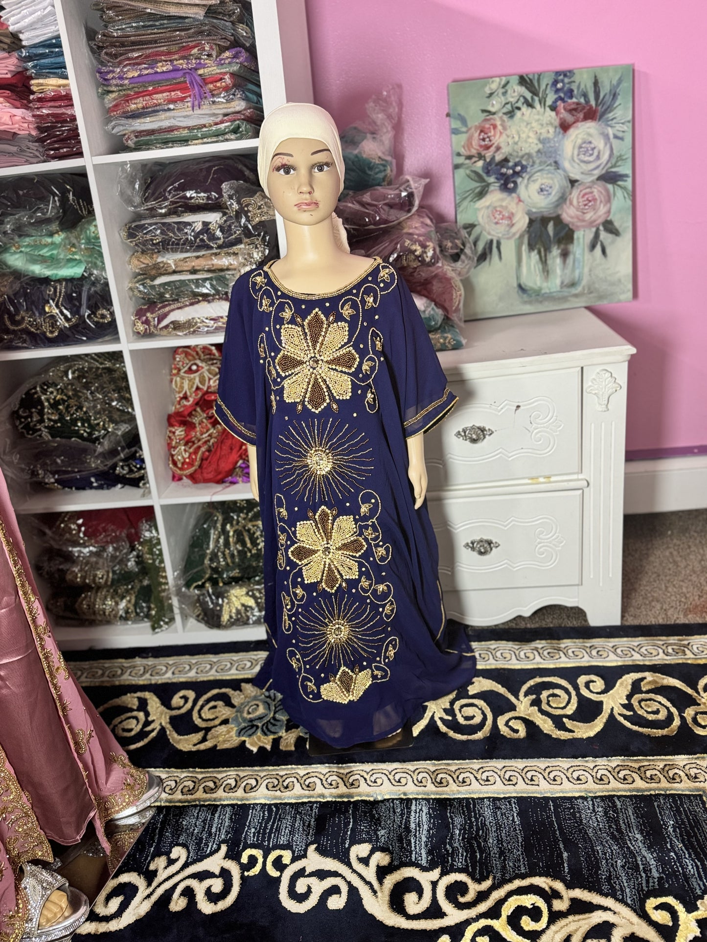 Asra Kids Kaftan-Navy.