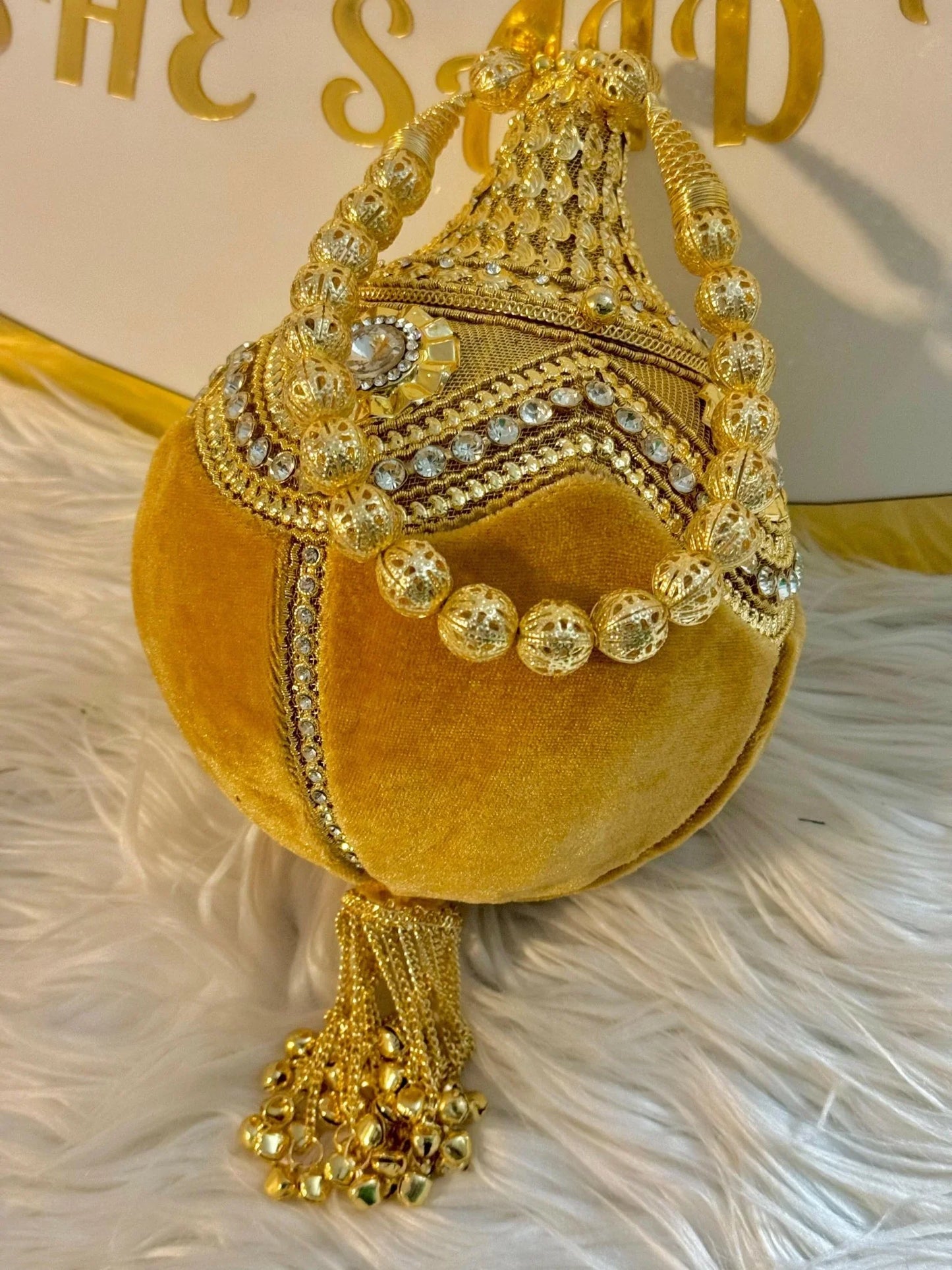 Bridal Party Gold Rhinestone Clutch Bag - 5 - Zulaikha’s Bridal