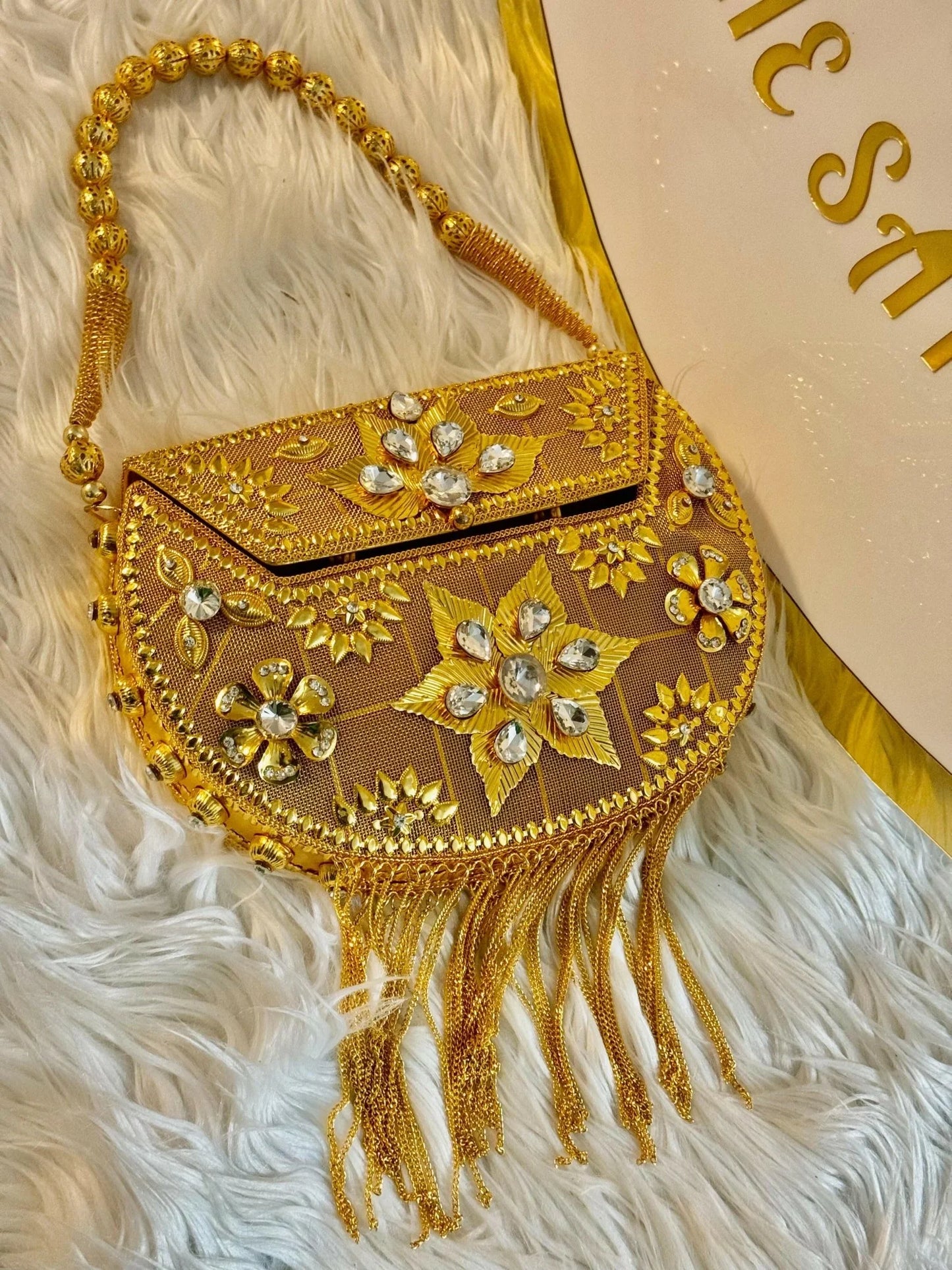 Bridal Party Gold Rhinestone Clutch Bag - 6 - Zulaikha’s Bridal