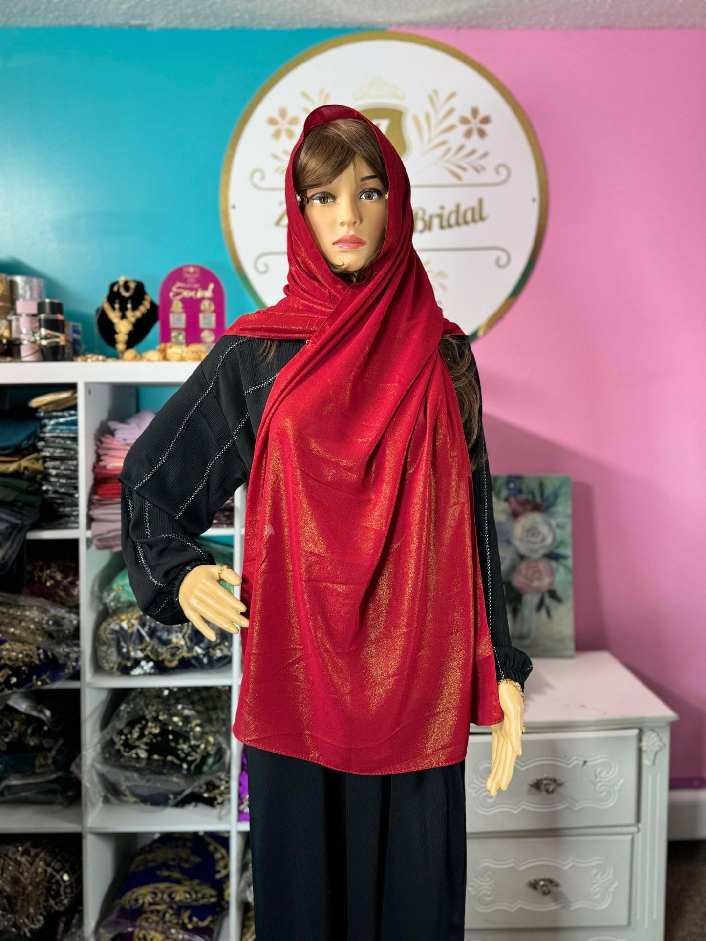 Muslim Shimmer Glitter Chiffon Hijab Scarf No.16 - Zulaikha’s Bridal