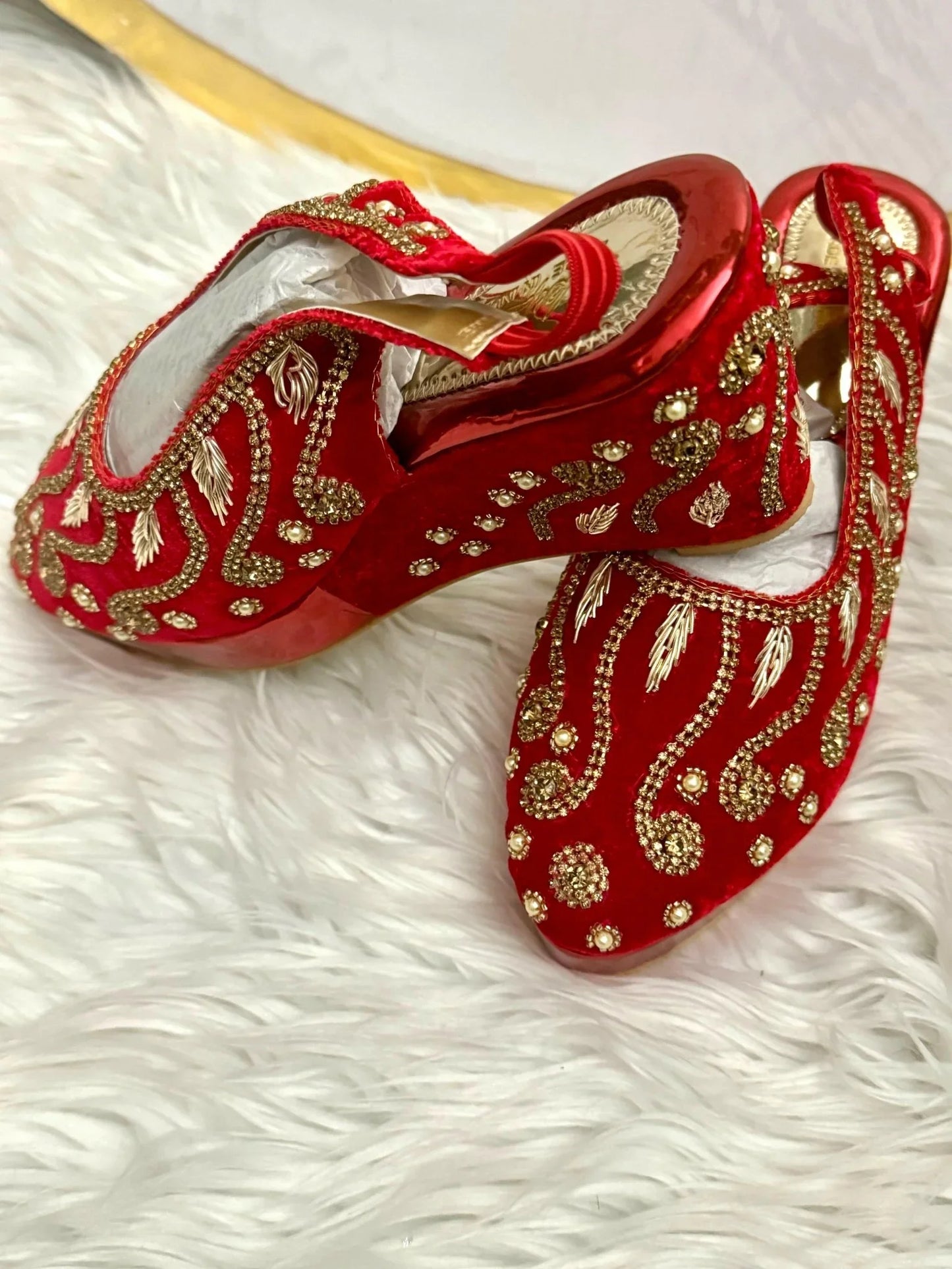 Wedding Bridal Party Rhinestone Crystal High Heels Shoes - Red - Zulaikha’s Bridal
