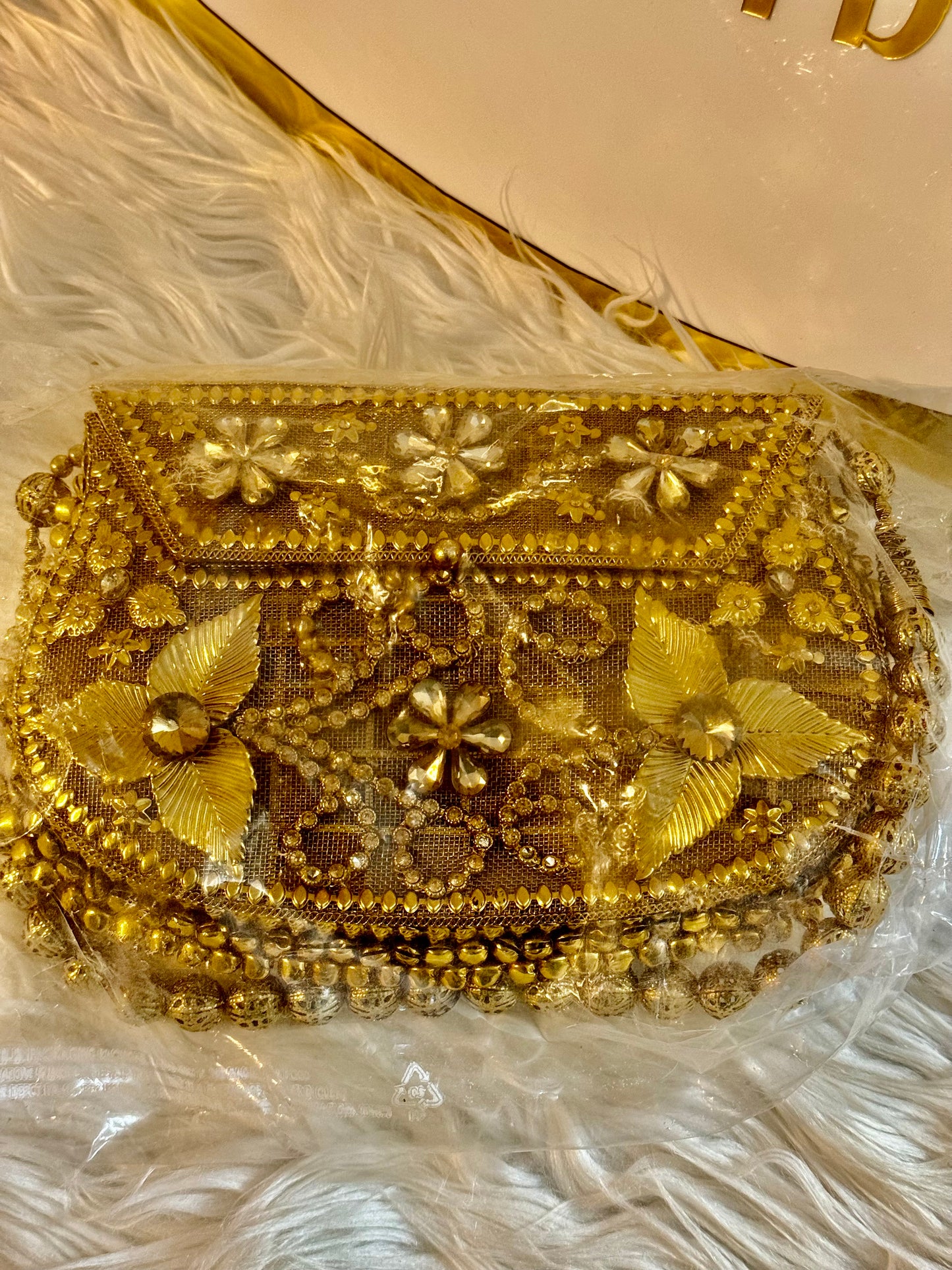 Dark Gold Rhinestone Bridal Clutch Bag-2