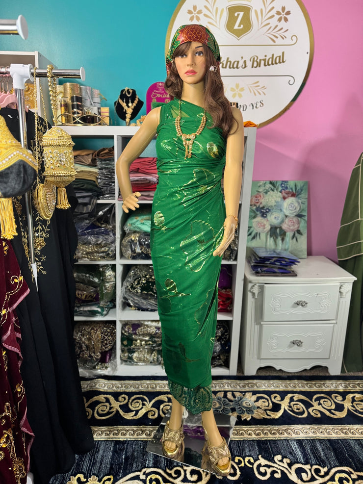 Basra Emerald Green/Gold Dirac set - Zulaikha’s Bridal 