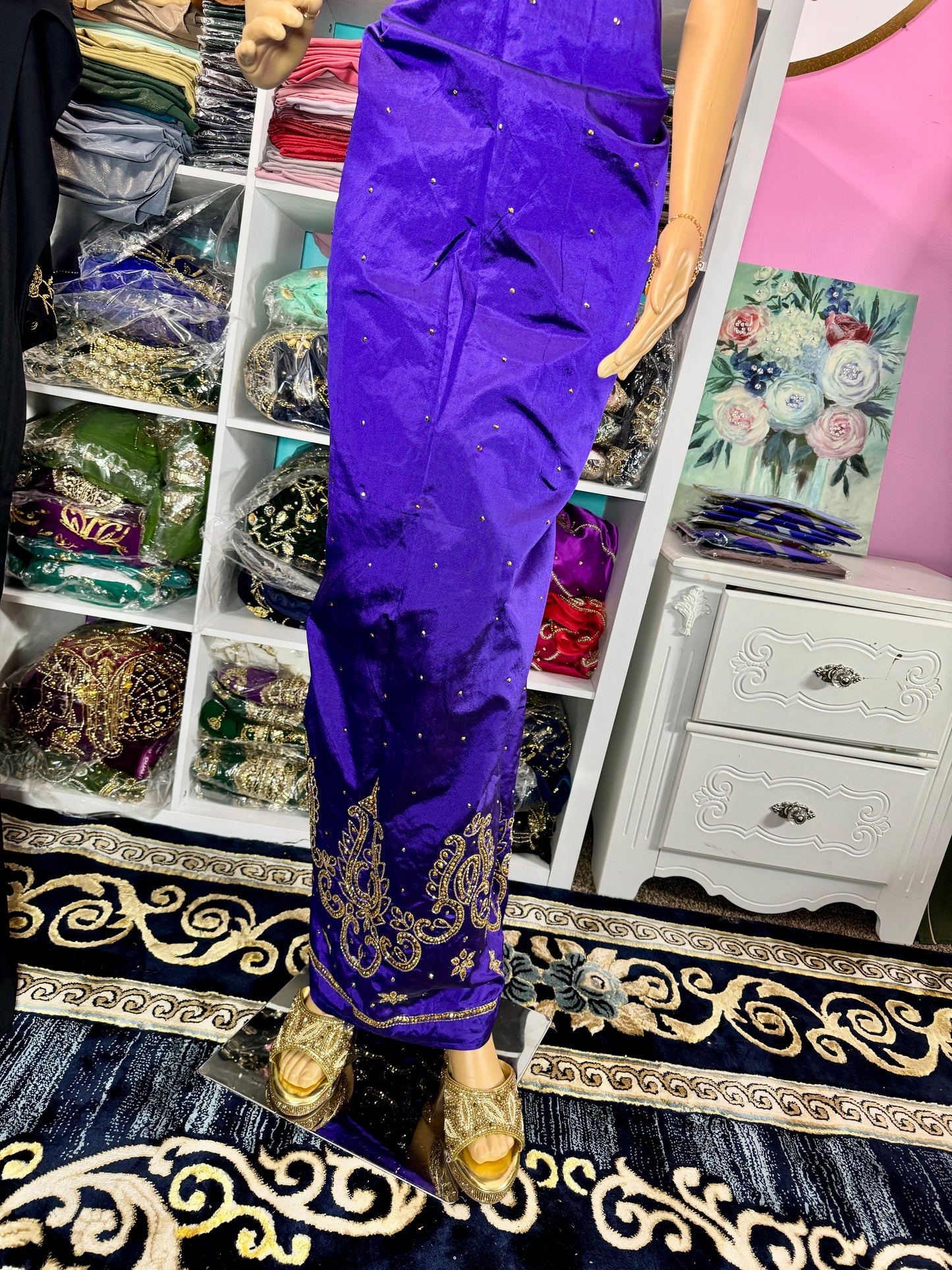 Zakia Luxury Velvet Teal/Purple Maqmal set