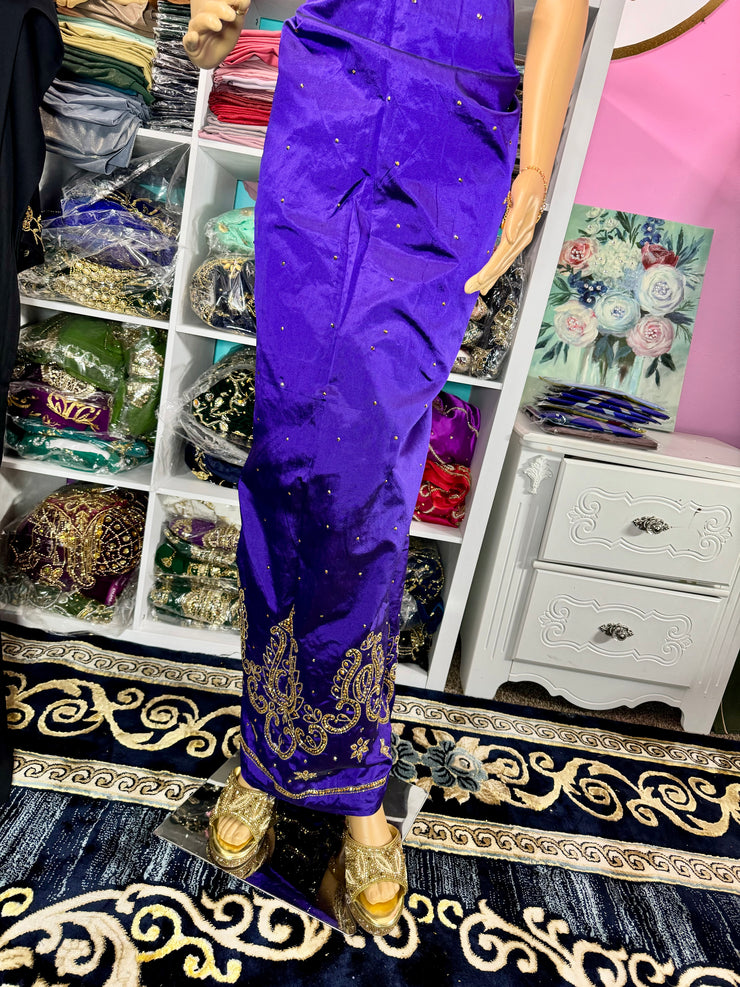 Zakia Luxury Velvet Teal/Purple Maqmal set - Zulaikha’s Bridal 