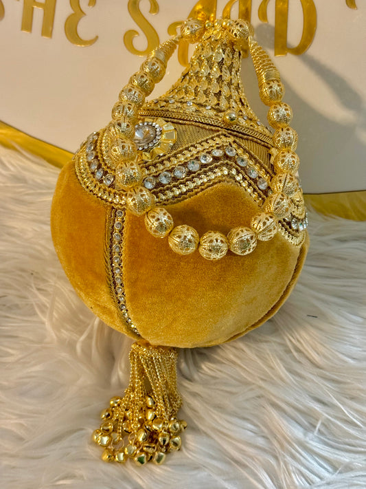Velvet Bridal Bag-Gold