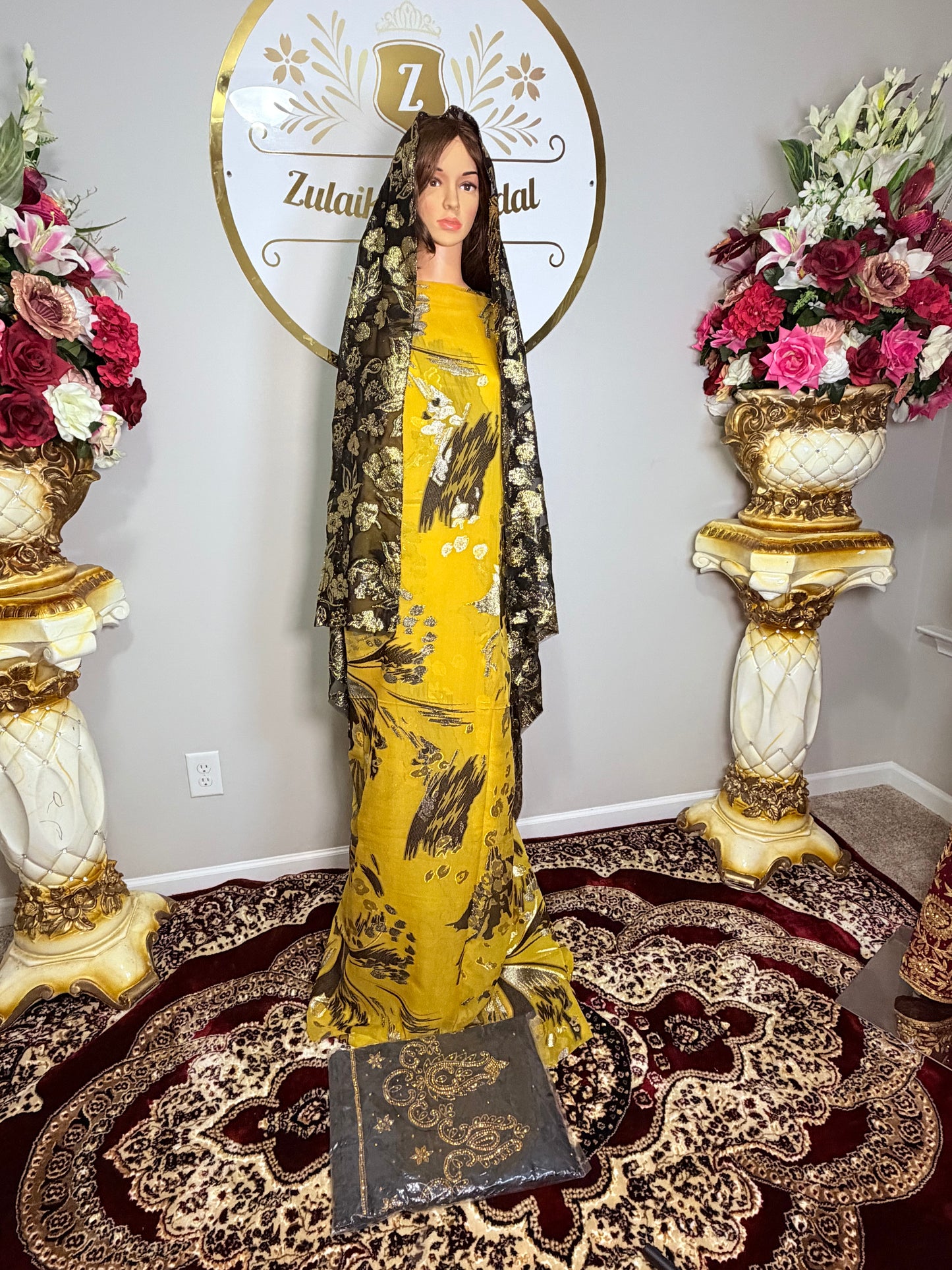 High Premium Metallic Silk French Fransawi Dirac Set-lack-Yellow