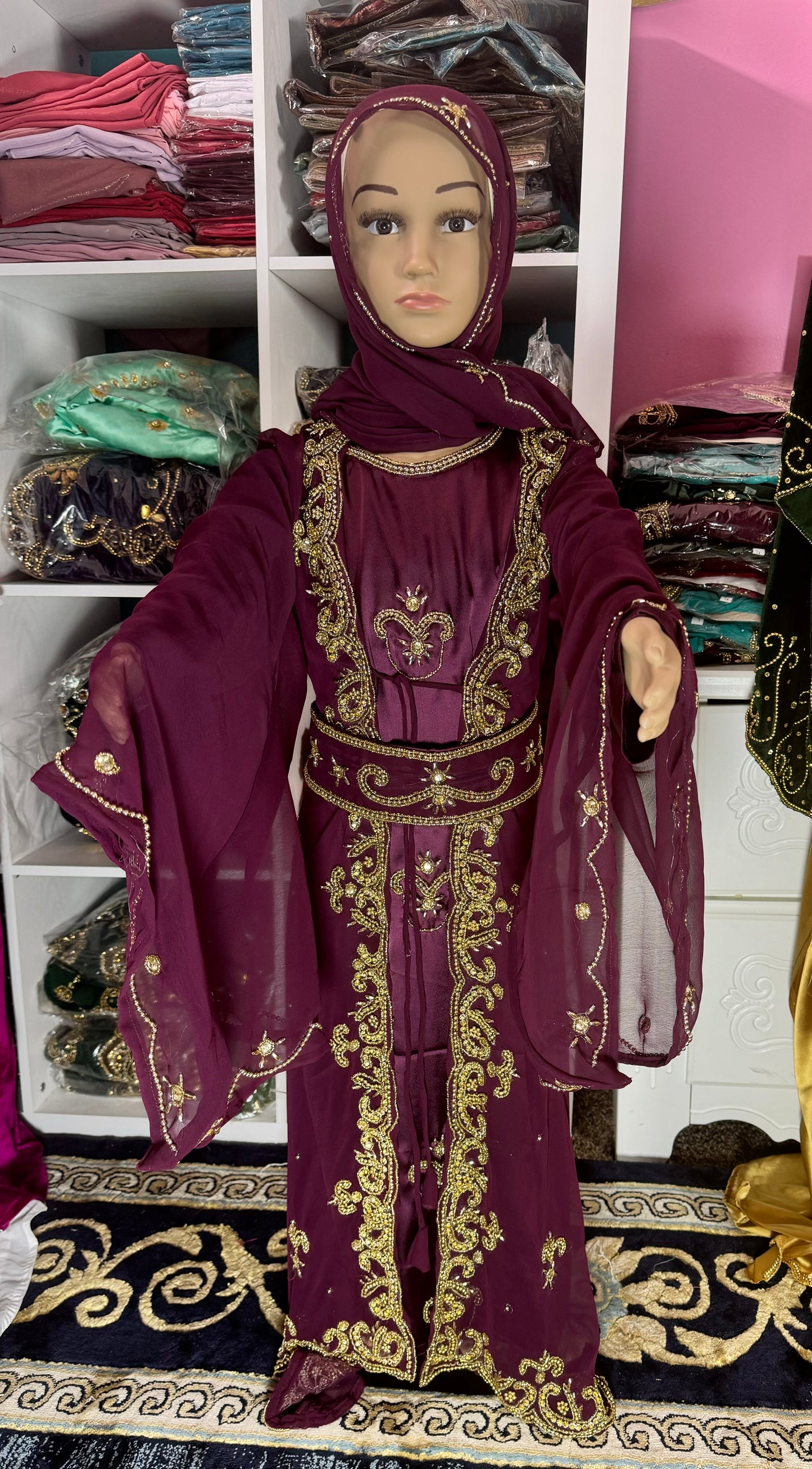 Kids Hida Kaftan-Wine