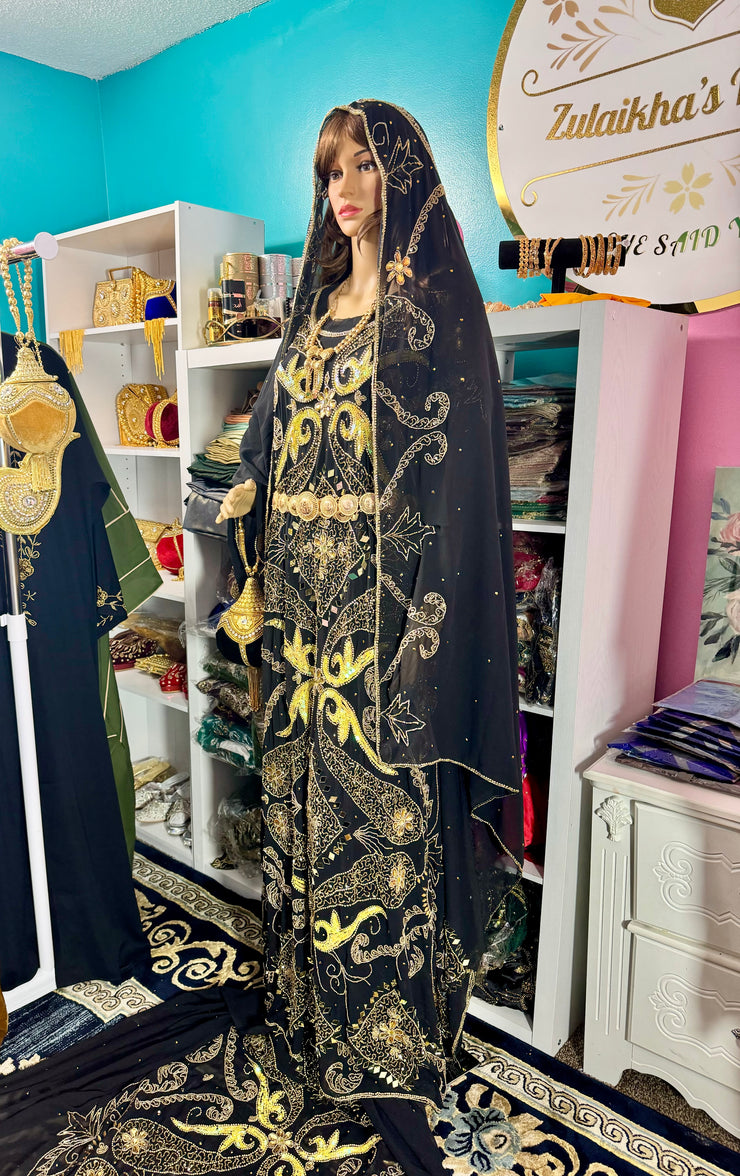 Chiffon Nada Bridal Dirac set-Black.