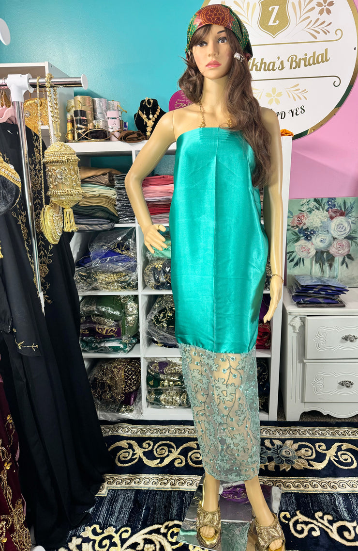 Nida Turquoise/Orange Dirac set - Zulaikha’s Bridal 