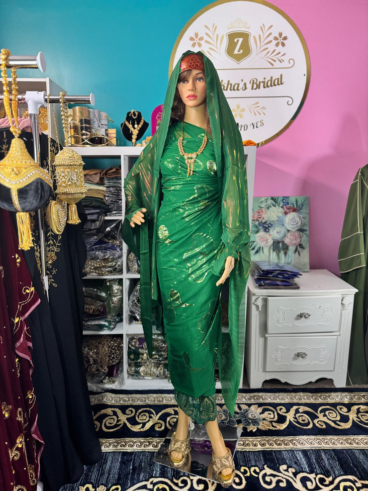 Basra Emerald Green/Gold Dirac set - Zulaikha’s Bridal 