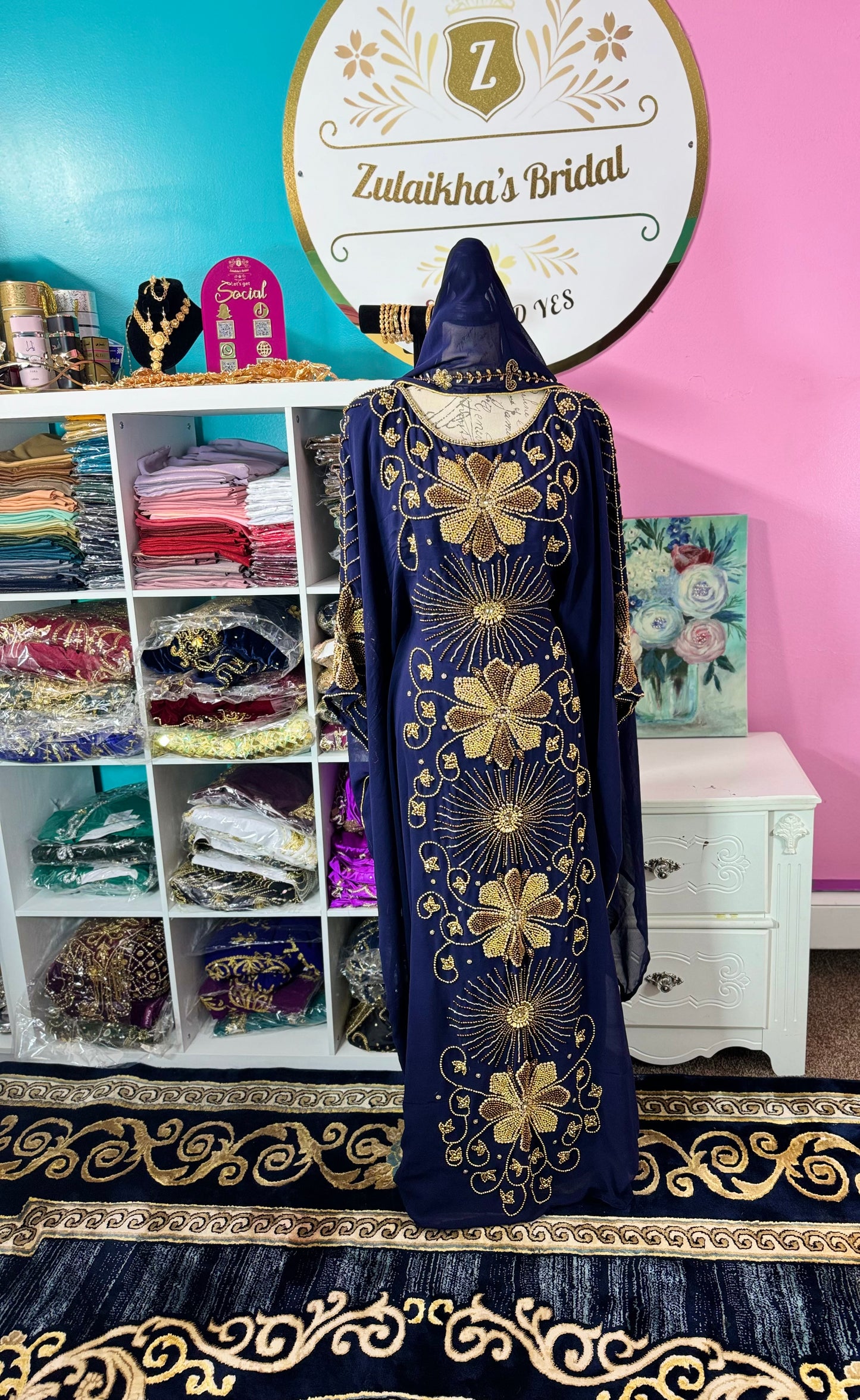 Asra Nikah Kaftan-Navy Blue