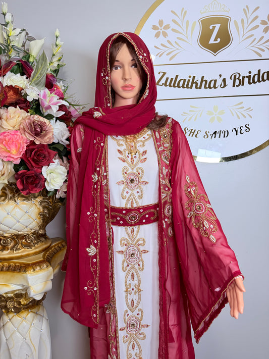 Luxury Moroccan Dubai Crystal Kaftan-Red