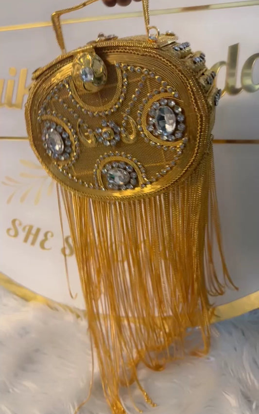Gold Rhinestone Bridal Clutch Bag-2