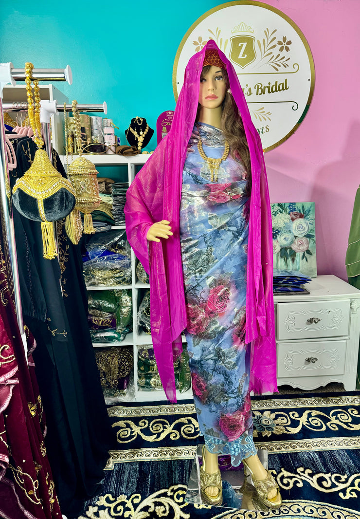 Nida Pink/Grey Dirac set - Zulaikha’s Bridal 