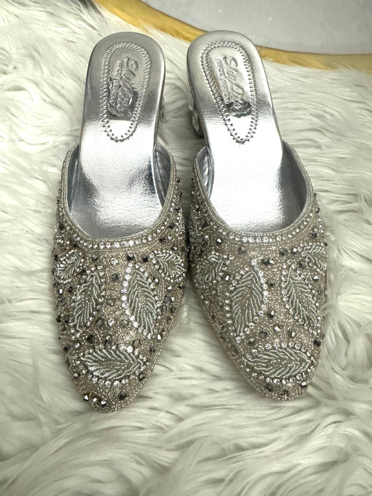 Rhinestone Flat Shoes-Silver