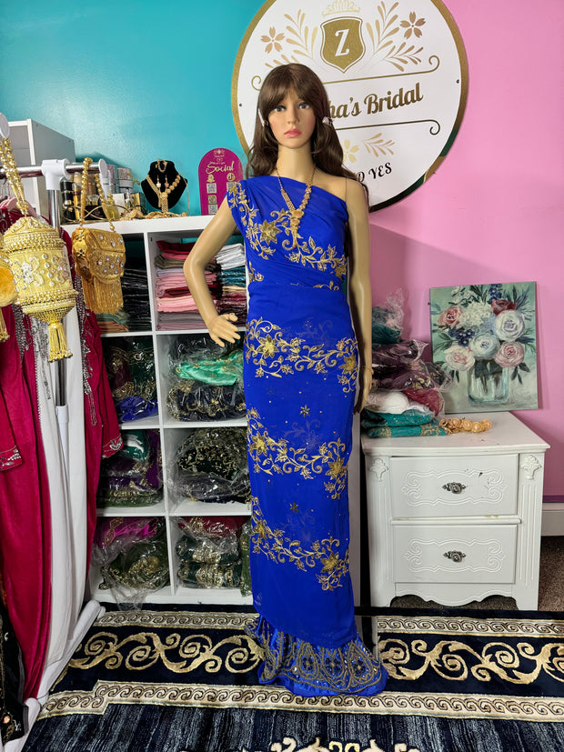 Nikah Chiffon Dirac set-Royal Blue.