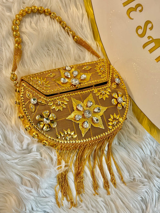 Gold Rhinestone Bridal Clutch Bag-3