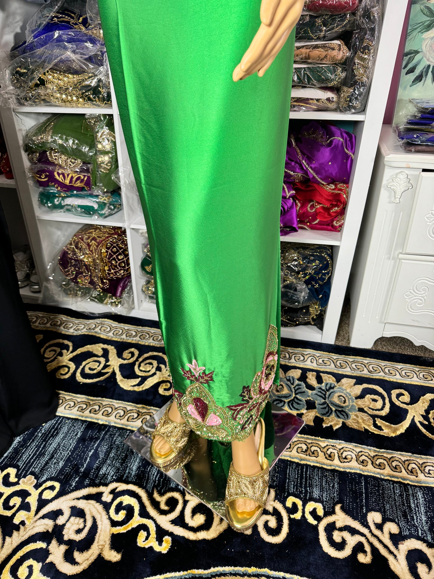 Ismahan Maqmal Luxury Light Green/Gold Dirac set