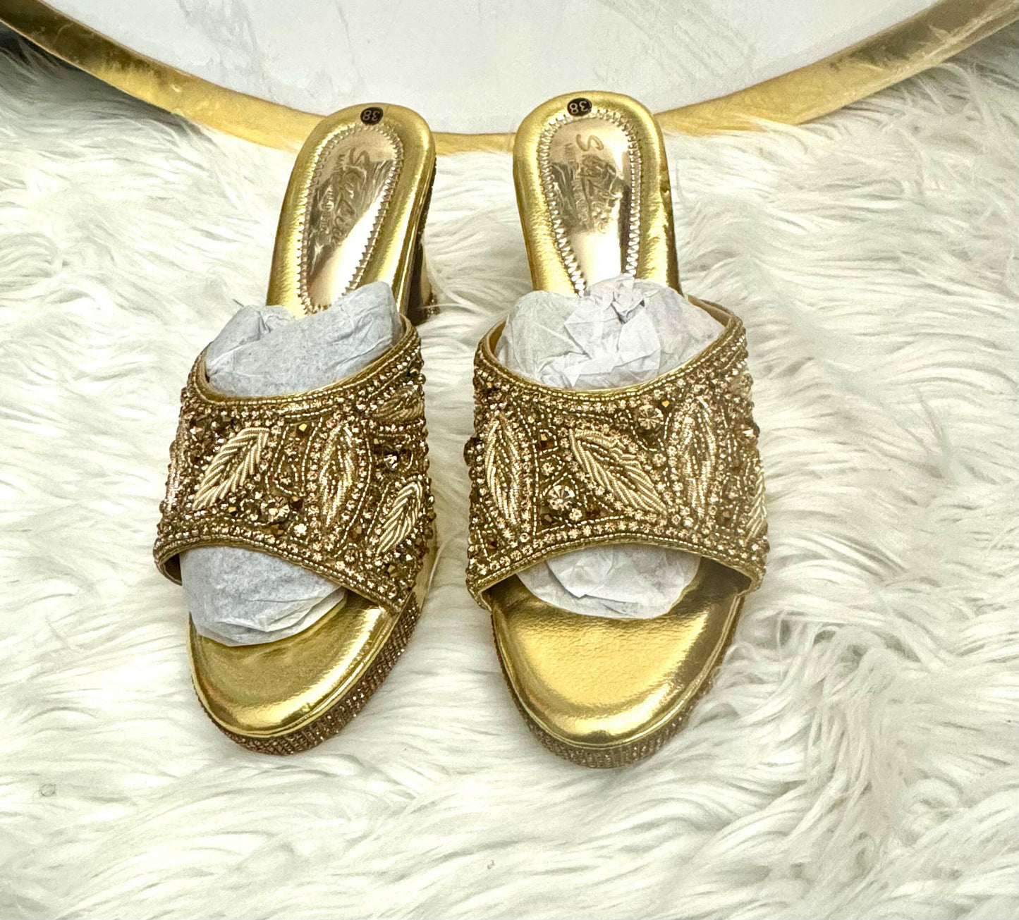 Rhinestones High Heels-Gold.