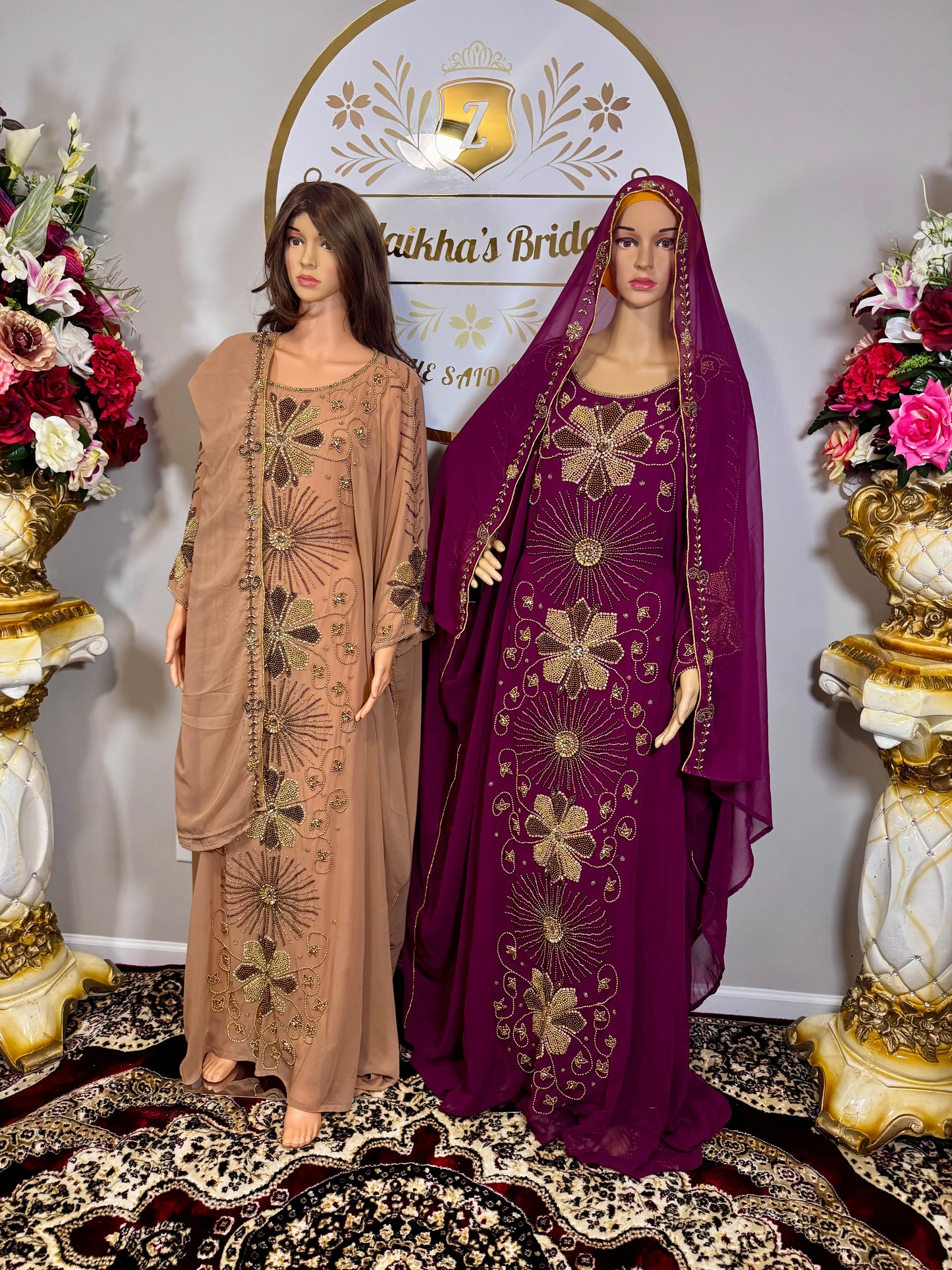 Muslim Eid Nikah Party Kaftan-Peach - Zulaikha’s Bridal 