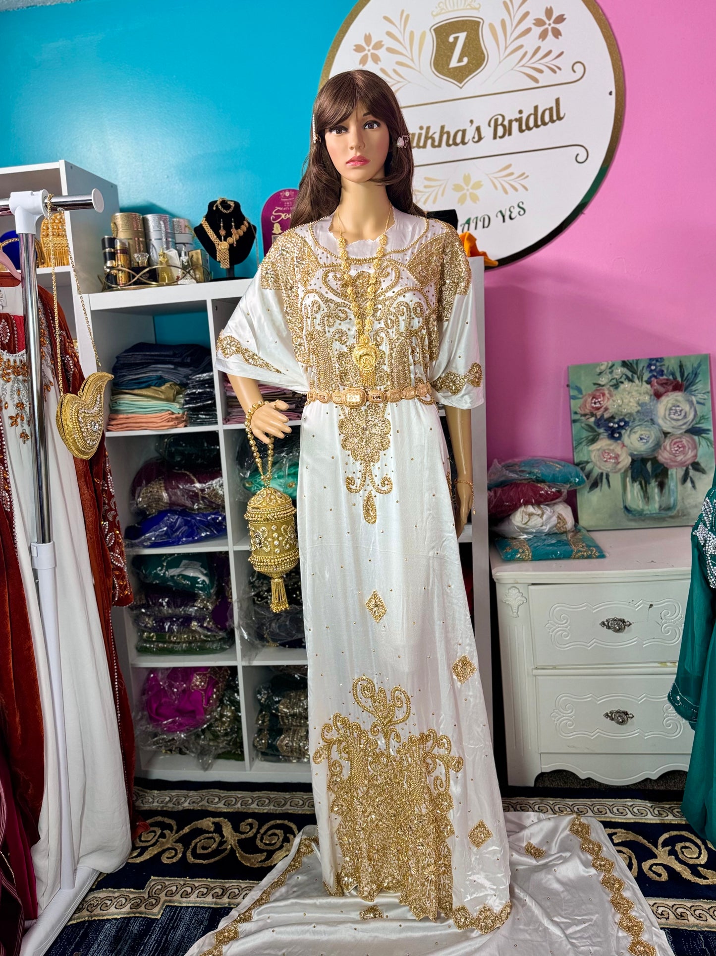 Satin Rida Bridal Dirac set-White.