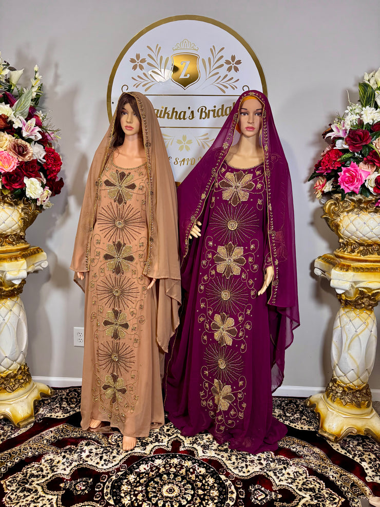 Muslim Eid Nikah Party Kaftan-Peach - Zulaikha’s Bridal 