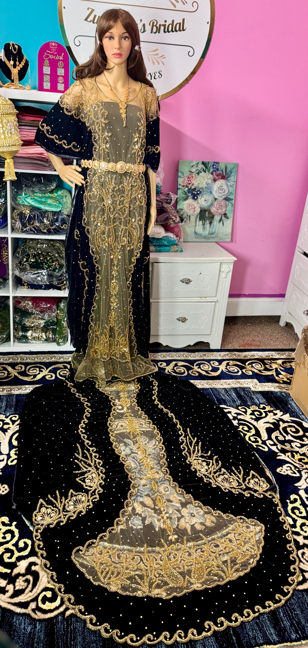 Amna Somali Bridal Dirac Set Velvet Lace-Black – Zulaikha's Bridal