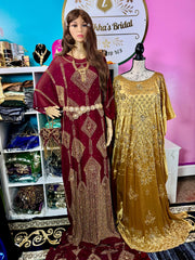 Amna Somali Bridal Dirac Set Chiffon - Maroon - Zulaikha’s Bridal