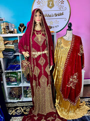 Amna Somali Bridal Dirac Set Chiffon - Maroon - Zulaikha’s Bridal