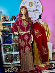 Amna Somali Bridal Dirac Set Chiffon - Maroon - Zulaikha’s Bridal