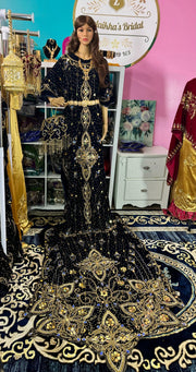 Asra Somali Bridal Dirac Set Velvet - Blue Navy - Zulaikha’s Bridal