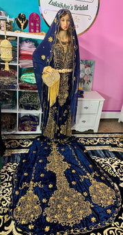 Asra Somali Bridal Dirac Set Velvet - Blue Navy - Zulaikha’s Bridal