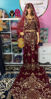Asra Somali Bridal Dirac Set Velvet - Burgundy - Zulaikha’s Bridal