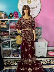 Asra Somali Bridal Dirac Set Velvet - Burgundy - Zulaikha’s Bridal
