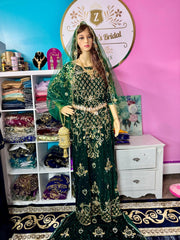 Asra Somali Bridal Dirac Set Velvet - Green - Zulaikha’s Bridal