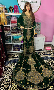 Asra Somali Bridal Dirac Set Velvet - Green - Zulaikha’s Bridal