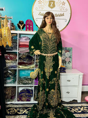 Asra Somali Bridal Dirac Set Velvet - Green - Zulaikha’s Bridal