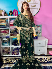 Asra Somali Bridal Dirac Set Velvet - Green - Zulaikha’s Bridal