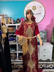 Asra Somali Bridal Dirac Set Velvet - Maroon - Zulaikha’s Bridal