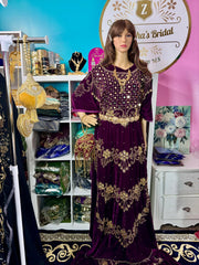 Asra Somali Bridal Dirac Set Velvet - Mulberry - Zulaikha’s Bridal