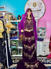 Asra Somali Bridal Dirac Set Velvet - Mulberry - Zulaikha’s Bridal