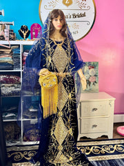 Asra Somali Bridal Dirac Set Velvet - Navy Blue - Zulaikha’s Bridal