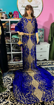 Asra Somali Bridal Dirac Set Velvet - Royal Blue - Zulaikha’s Bridal