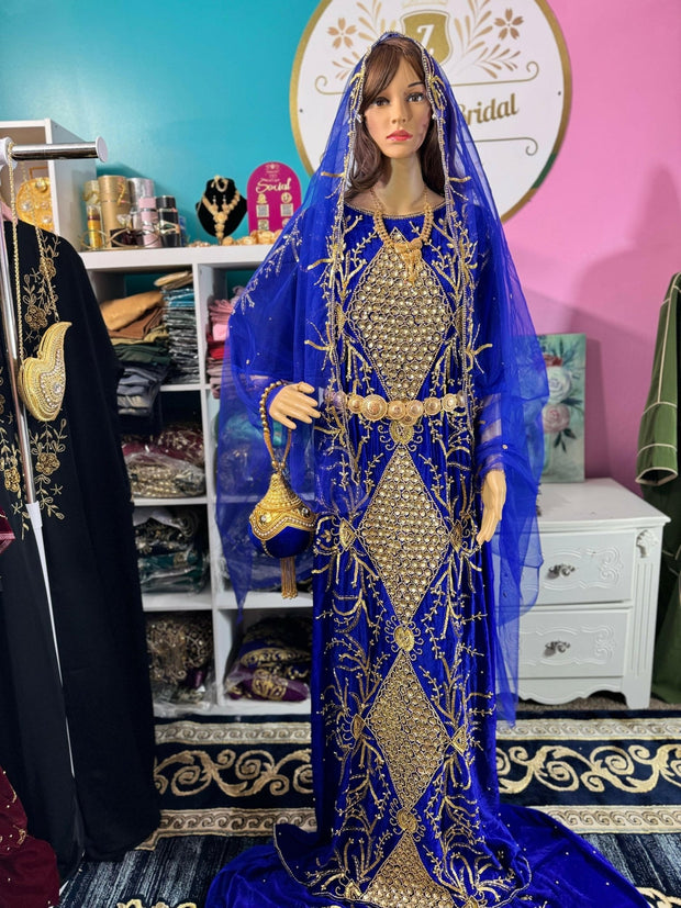 Asra Somali Bridal Dirac Set Velvet - Royal Blue - Zulaikha’s Bridal