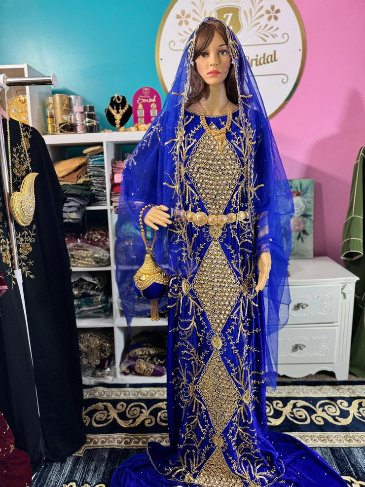Asra Somali Bridal Dirac Set Velvet - Royal Blue - Zulaikha’s Bridal